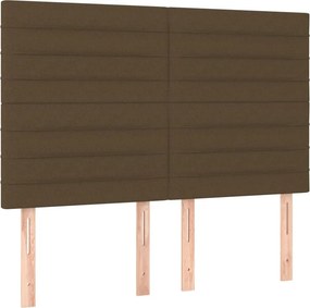 vidaXL Κρεβάτι Boxspring με Στρώμα &amp; LED Σκ.Καφέ 140x190εκ. Υφασμάτινο