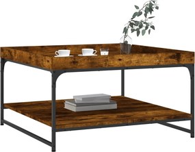 vidaXL Τραπεζάκι Σαλονιού Καπνιστή Δρυς 80x80x45 εκ. Επεξεργασμ. Ξύλο