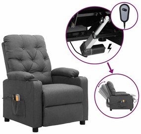 vidaXL Πολυθρόνα Μασάζ Ηλεκτρική Ανοιχτό Γκρι Υφασμάτινη