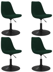 Καρέκλες Τραπεζαρίας Περιστρ. 4 τεμ. Σκούρο Πράσινο Βελούδινες - Πράσινο