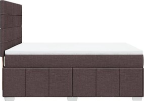vidaXL Κρεβάτι Boxspring με Στρώμα Σκούρο Καφέ 140x200 εκ Υφασμάτινο
