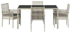 vidaXL Σέτ φαγητού για κήπο 5 pcs Ανοιχτό γκρι συνθετικό ρατάν