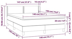 vidaXL Κρεβάτι Boxspring με Στρώμα Μπλε 140x190 εκ. Υφασμάτινο