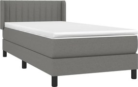 vidaXL Κρεβάτι Boxspring με Στρώμα Σκούρο Γκρι 100x200 εκ. Υφασμάτινο