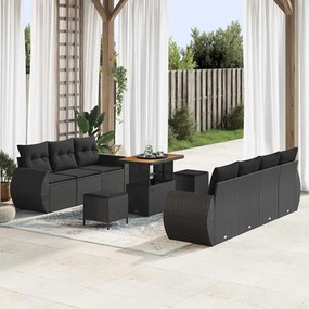 vidaXL Σετ Καναπέ Κήπου 10 pcs Μαύρο συνθετικό ρατάν