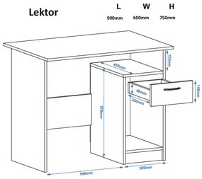 Γραφείο Ξύλινο LEKTOR Ρουστίκ 90x60x75