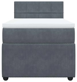 vidaXL Κρεβάτι Boxspring με Στρώμα Σκούρο Γκρι 100x200 εκ. Βελούδινο