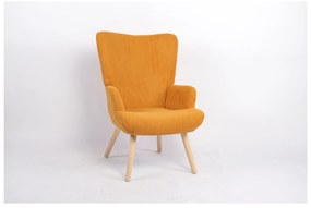 Πολυθρόνα ArteLibre LIRA Μουσταρδί Ύφασμα Κοτλέ/Ξύλο 94.5x64x70.5cm