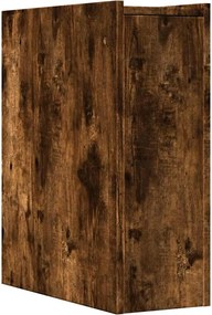 vidaXL Ντουλάπι Μπάνιου Στενό με Ροδάκια Καπνιστή Δρυς Επεξ. Ξύλο