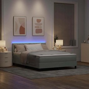 vidaXL Κρεβάτι με ελατήρια Ανοιχτό γκρι 140 x 190 cm Βελούδο