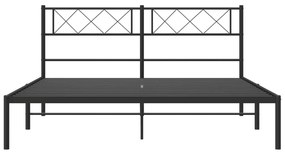 Πλαίσιο Κρεβατιού με Κεφαλάρι Μαύρο 150 x 200 εκ. Μεταλλικό - Μαύρο