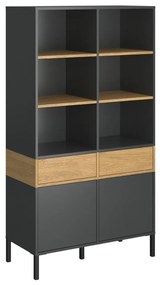 Ραφιέρα Beril 2D2S Ανθρακί-Χρυσό Δρυς 90x42x170cm