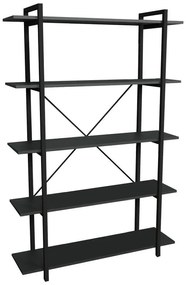 Bookcase Reson anthracitemelamine-black metal 120x34x180cm 120x34x180 εκ.