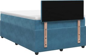 vidaXL Κρεβάτι box spring με στρώμα Μπλε 120 x 200 cm Βελούδο