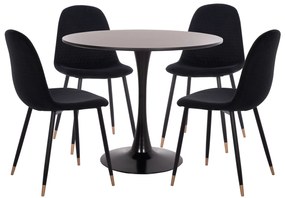 ΣΕΤ ΤΡΑΠΕΖΑΡΙΑΣ 5ΤΜΧ BROLIN HM21191 MDF TOP-ΜΕΤΑΛΛΙΚΑ ΠΟΔΙΑ-ΒΕΛΟΥΔΟ--ΜΑΥΡΟ
