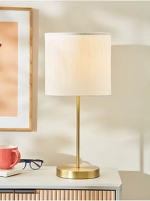 Stewehome Μοντέρνο επιτραπέζιο φωτιστικό με μεταλλική βάση και κυλινδρικό λευκό καπέλο