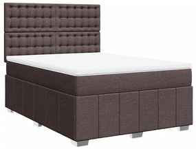 Κρεβάτι Boxspring με Στρώμα Σκούρο Καφέ 140x190 εκ. Υφασμάτινο - Καφέ