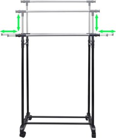 vidaXL Κρεμάστρες Ρούχων Δαπέδου Διπλές 2 τεμ. Ρυθμιζόμενες