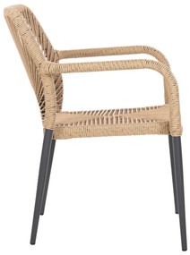 Πολυθρόνα Αλουμινίου Nojo Γκρι Με P.E.Twist Rattan Μπεζ 55x63x82Υ εκ.