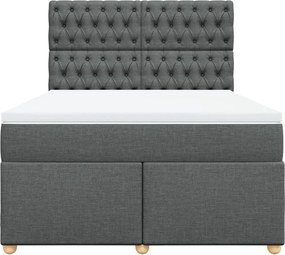 vidaXL Κρεβάτι Boxspring με Στρώμα Σκούρο Γκρι 140x200 εκ Υφασμάτινο