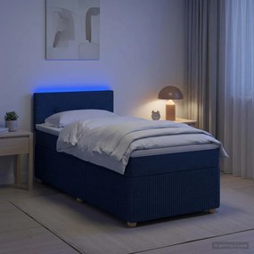 vidaXL Κρεβάτι box spring με στρώμα Μπλε 80 x 200 cm Ύφασμα