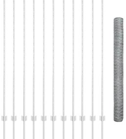 vidaXL Φράκτης με Στυλό Γαλβανισμένο ατσάλι 25 x 1.5 μ Ατσάλι