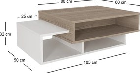 Τραπεζάκι σαλονιού Tab Megapap χρώμα λευκό - cordoba 105x60x32εκ.