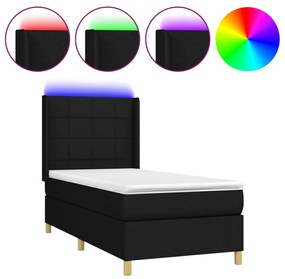 ΚΡΕΒΑΤΙ BOXSPRING ΜΕ ΣΤΡΩΜΑ &amp; LED ΜΑΥΡΟ 80X200 ΕΚ. ΥΦΑΣΜΑΤΙΝΟ 3138831