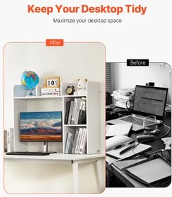 VEVOR Desktop Bookshelf White Desktop Storage Organizer 2-Tier for Office &amp; Home