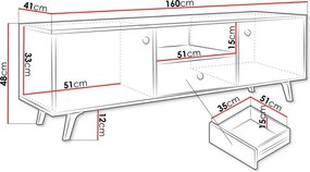 Έπιπλο τηλεόρασης Siena-Leuko - 160.00Χ41.00Χ48.00cm