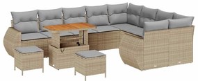 vidaXL Σετ Καναπέ Κήπου 12 pcs Μπεζ συνθετικό ρατάν