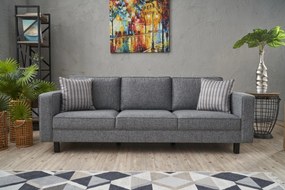 Τριθέσιος Καναπές Γκρι KALE LINEN 91x222x83