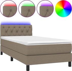 vidaXL Κρεβάτι Boxspring με Στρώμα &amp; LED Taupe 80x200 εκ. Υφασμάτινο