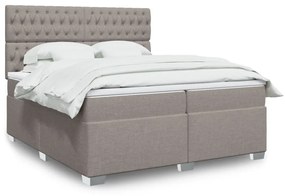 vidaXL Κρεβάτι Boxspring με Στρώμα Taupe 200x200 εκ. Υφασμάτινο