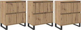 vidaXL Πλαϊνό γραφείο 3 pcs Artisan Oak 60 x 35 x 70 cm