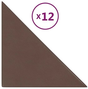 vidaXL Πάνελ Τοίχου 12 τεμ. Καφέ 30 x 30 εκ. 0,54 μ² Συνθετικό Δέρμα