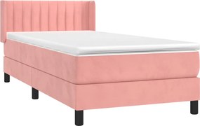 vidaXL Κρεβάτι Boxspring με Στρώμα Ροζ 90x190 εκ. Βελούδινο