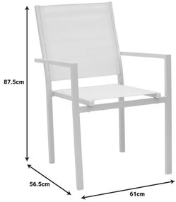 Καρέκλα κήπου Zacreta αλουμίνιο - textilene λευκό 61x56,5x87,5 εκ. 61x56.5x87.5 εκ.