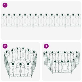 vidaXL Φράχτης Κήπου 5 pcs Πράσινο Ατσάλι