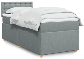 Κρεβάτι Boxspring με Στρώμα Ανοιχτό Γκρι 90x190 εκ. Υφασμάτινο - Γκρι