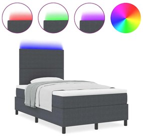 vidaXL LED Κρεβάτι με βάθρο Σκούρο Γκρι και Λευκό 120 x 200 cm