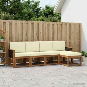 vidaXL Σειρά Καναπέ Εξωτερικού 5 pcs Φυσικό και Κρέμα Πολυεστέρας