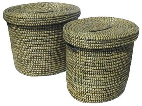 KENYA ΚΑΛΑΘΙ ΑΠΛΥΤΩΝ ΣΕΤ 2ΤΜΧ KANSGRASS PVC ΦΥΣΙΚΟ ΜΑΥΡΟ D55/45xH50/45cm - 027432 - 027432