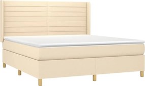 vidaXL Κρεβάτι Boxspring με Στρώμα &amp; LED Κρεμ 180x200 εκ. Υφασμάτινο