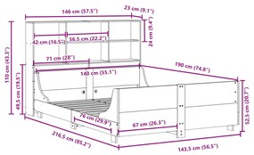 ΚΡΕΒΑΤΙ ΒΙΒΛΙΟΘΗΚΗ ΧΩΡΙΣ ΣΤΡΩΜΑ ΚΑΦΕ 140X190 ΕΚ ΜΑΣΙΦ ΠΕΥΚΟ 3323820