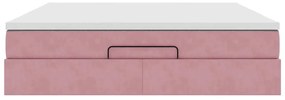 vidaXL Οθωμανικό κρεβάτι με στρώμα ροζ 180x200cm Velvet