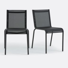 Σετ 2 καρεκλών κήπου από αλουμίνιο και textilene, ZORY