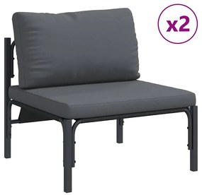 vidaXL Σετ Καναπέ Κήπου με μαξιλάρι 7 pcs Μαύρο Ατσάλι