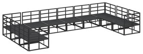 vidaXL Σετ Καναπέ Κήπου με μαξιλάρι 10 pcs Μαύρο Αλουμίνιο