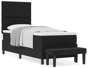 vidaXL Κρεβάτι Βάσης με Στρώμα & Πάγκο Μαύρο 80x200 εκ. Ύφασμα